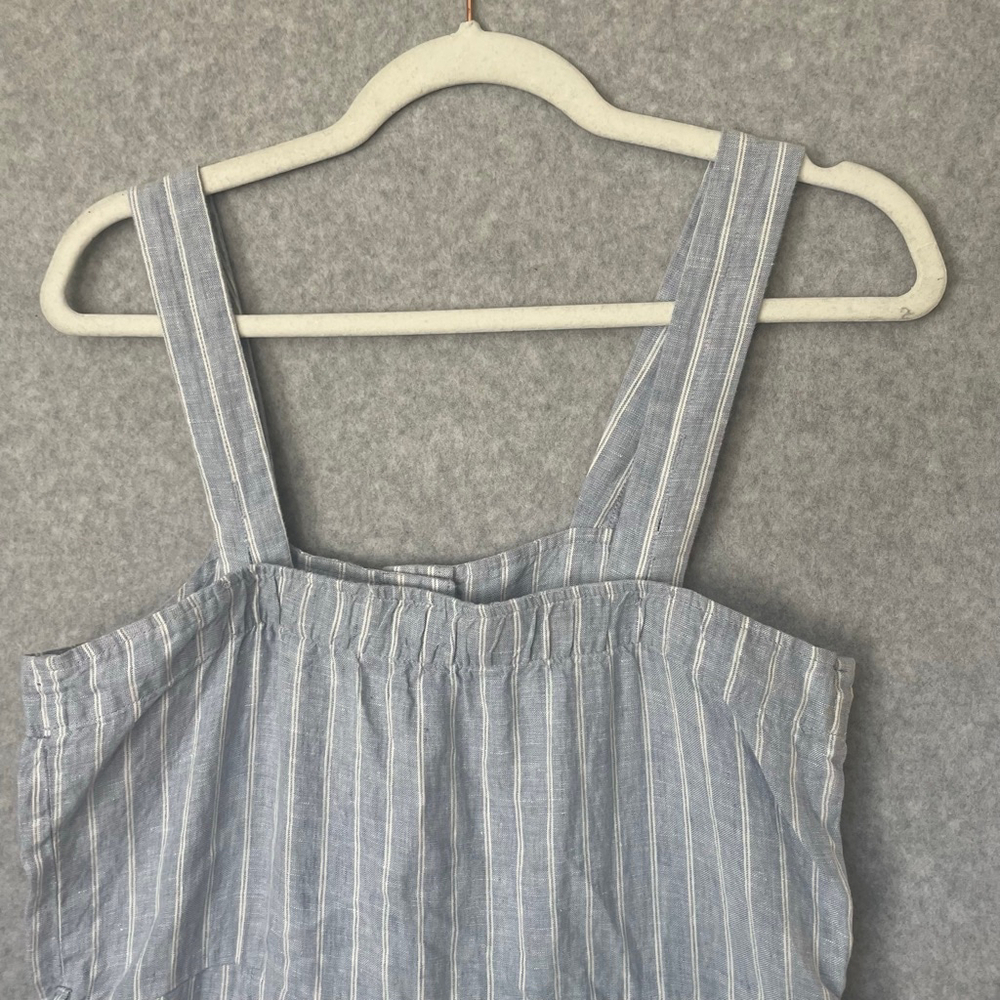 Everlane Striped Linen Blend Jumpsuit Blue White Button Front Wide Leg Size M - Picture 6 of 9